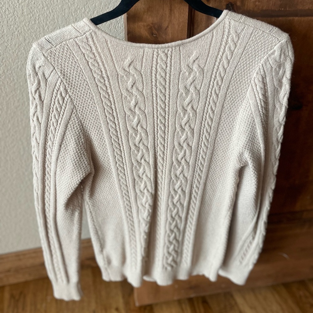 Beige Cable Knit Sweetheart Neckline Sweater by Piper & Scoot - Picture 2 of 2